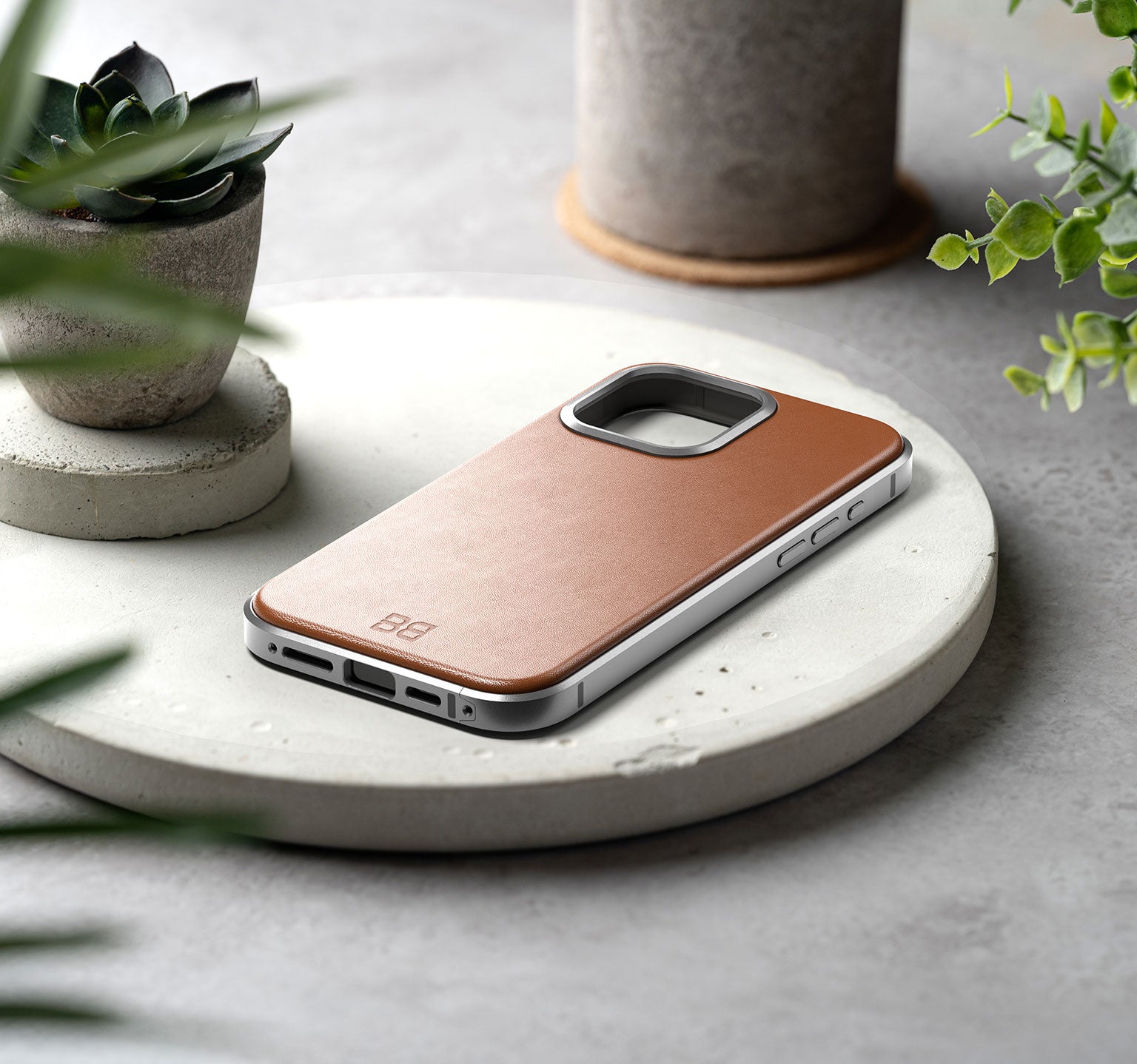 Aluminum Leather Case | iPhone 15 Pro | Mokka Brown