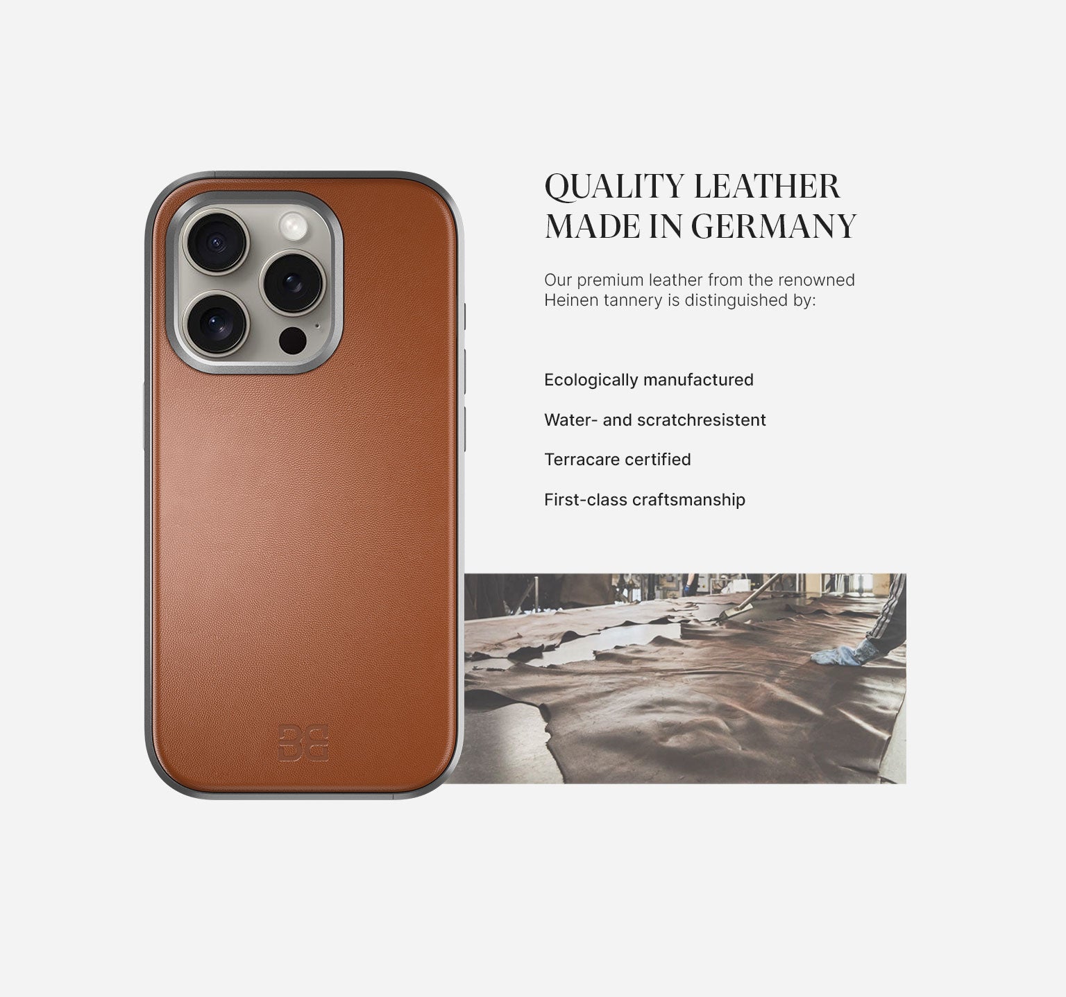 Aluminum Leather Case | iPhone 15 Pro | Mokka Brown