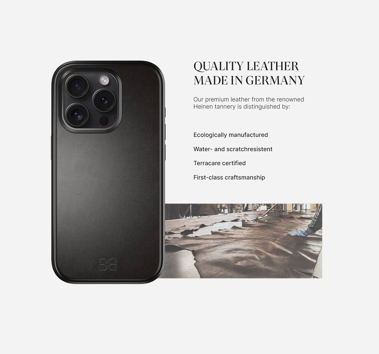 Aluminum Leather Case | iPhone 15 Pro | Space Black