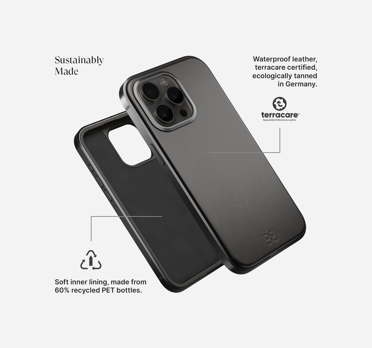 Aluminum Leather Case | iPhone 15 Pro Max | Space Black