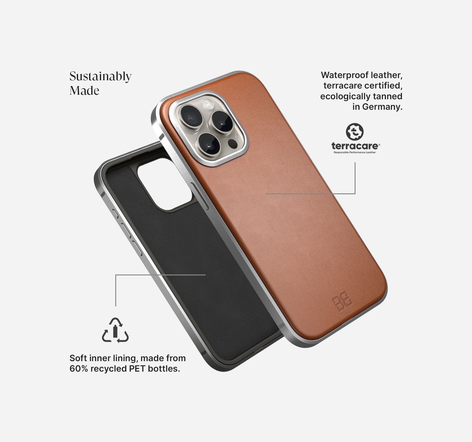 Aluminum Leather Case | iPhone 15 Pro Max | Mokka Brown