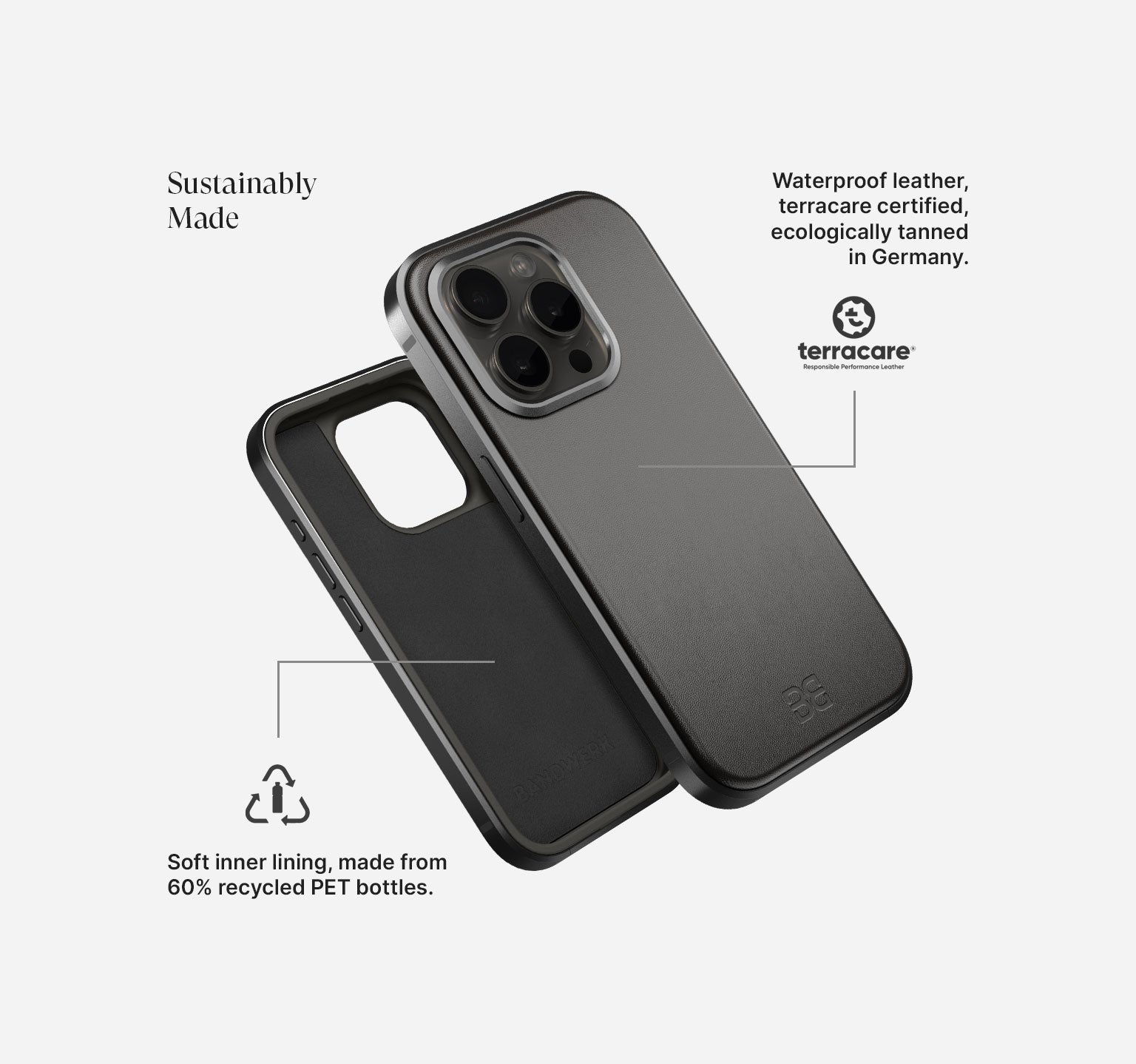 Aluminum Leather Case | iPhone 15 Pro | Space Black