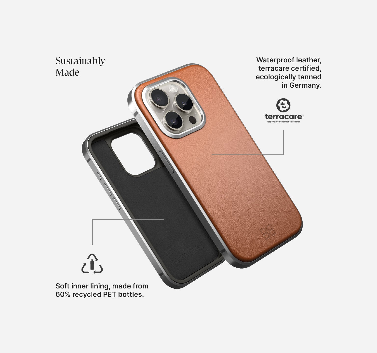 Aluminum Leather Case | iPhone 15 Pro | Mokka Brown