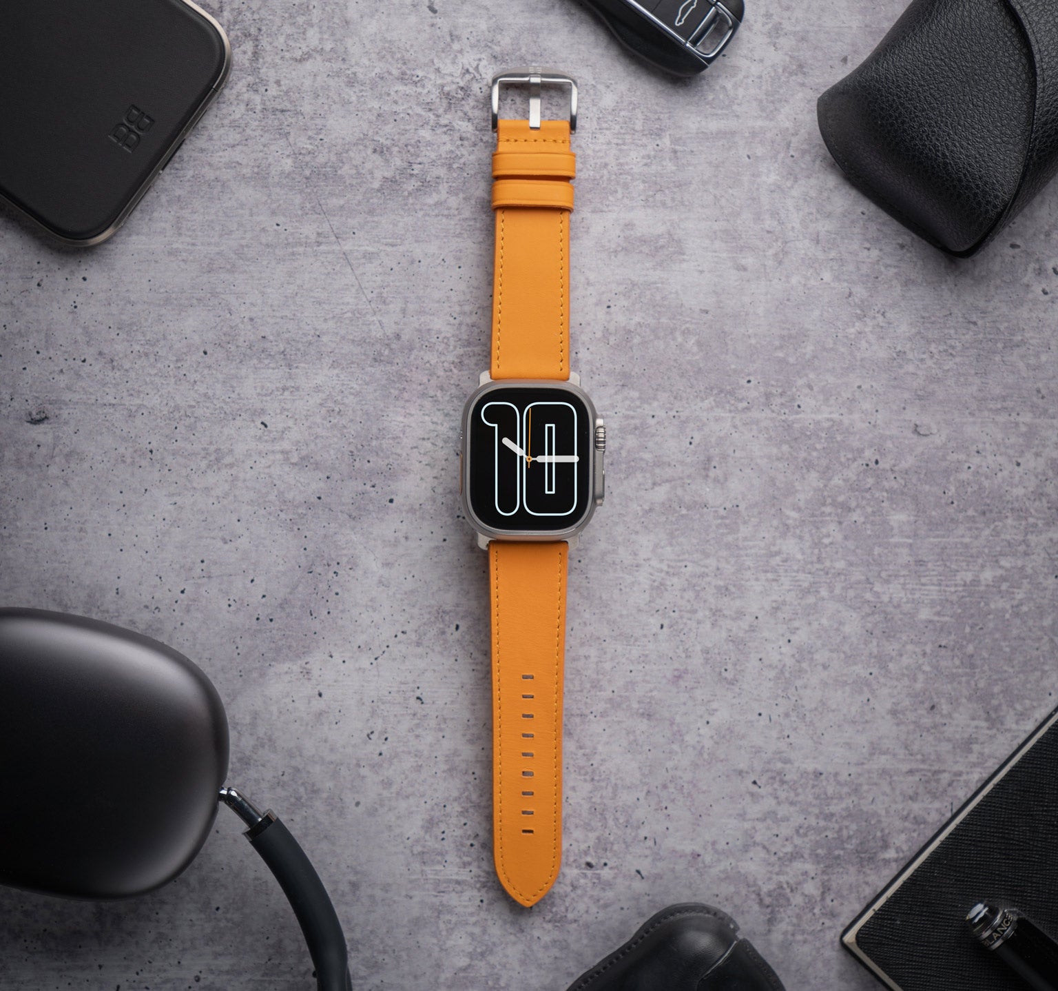 Waterproof Leather Band | Orange Pop